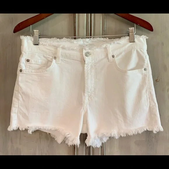7 For All Mankind 7FAM White Denim Shorts Tag Sz 28 - Picture 7 of 7